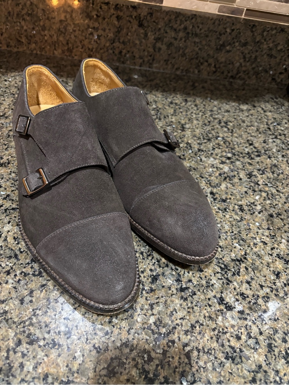 Beckett Simonon Dark Brown Suede Double Monk Strap Oxfords